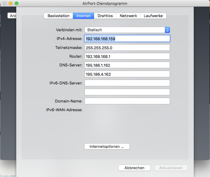 Screenshot Airport Dienstprogramm