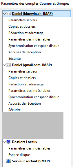 Paramètre des comptes