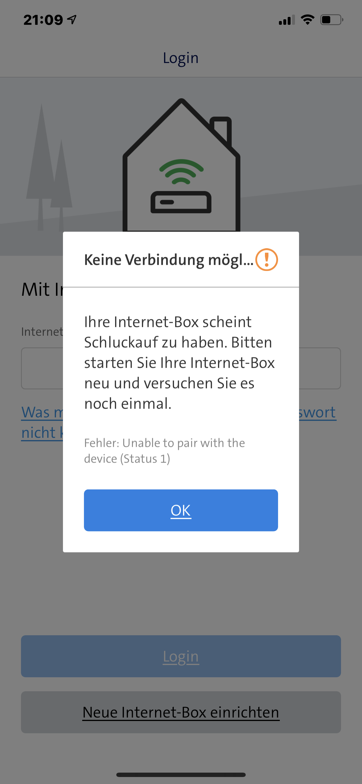 Warum erhalte ich immer diese Fehlermeldung beim Home App Login? Auch kann ich den Voice Asisstant nicht hinzufügen.