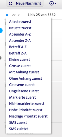 unter den zwei kleinen blauen Pfeilen links oben am Posteingangkann man die ungelesenen sehr wohl filtern!