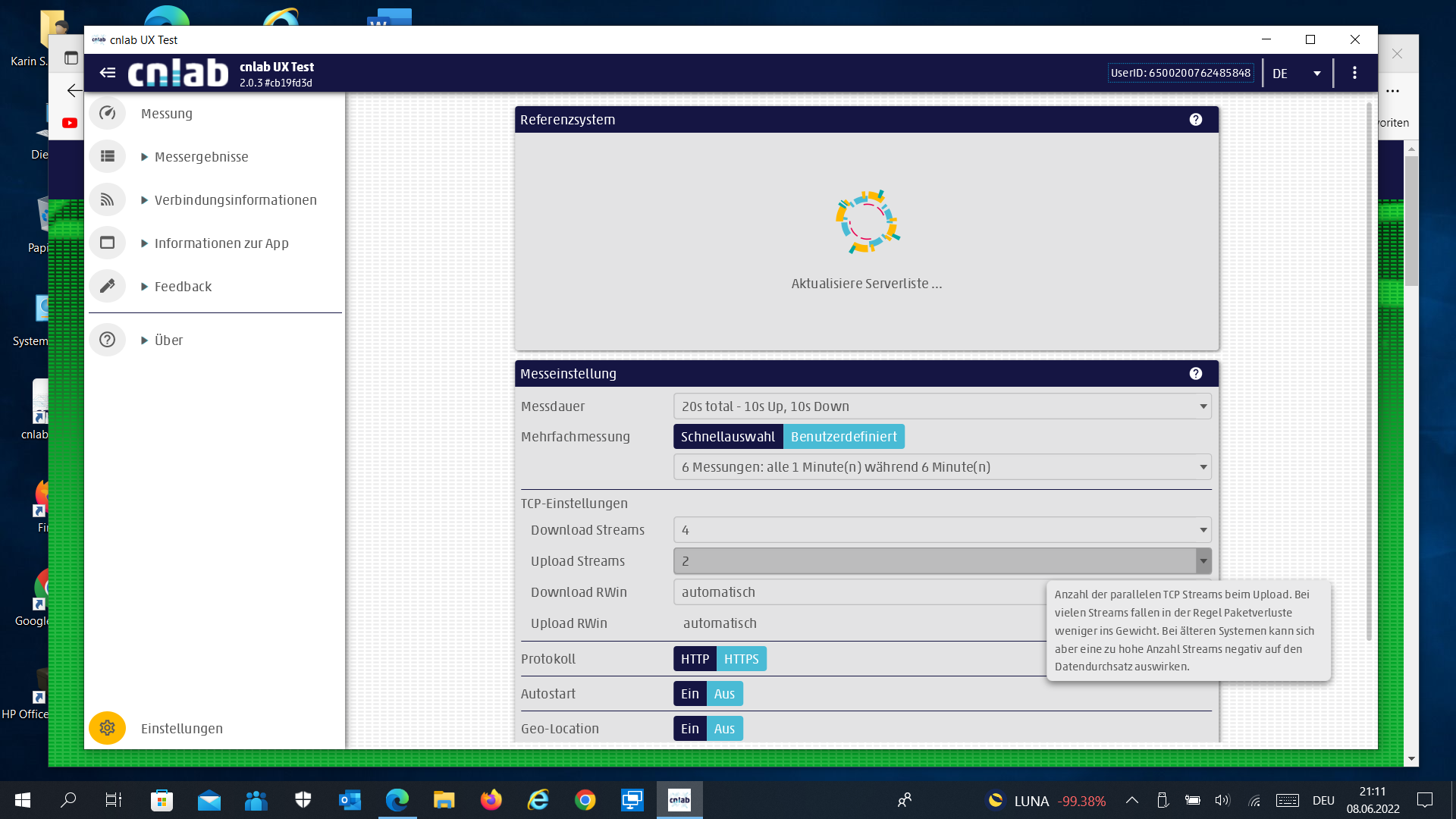 cnlab ux-Test hängt sich bei Serverlise in den Einstellungen auf.png