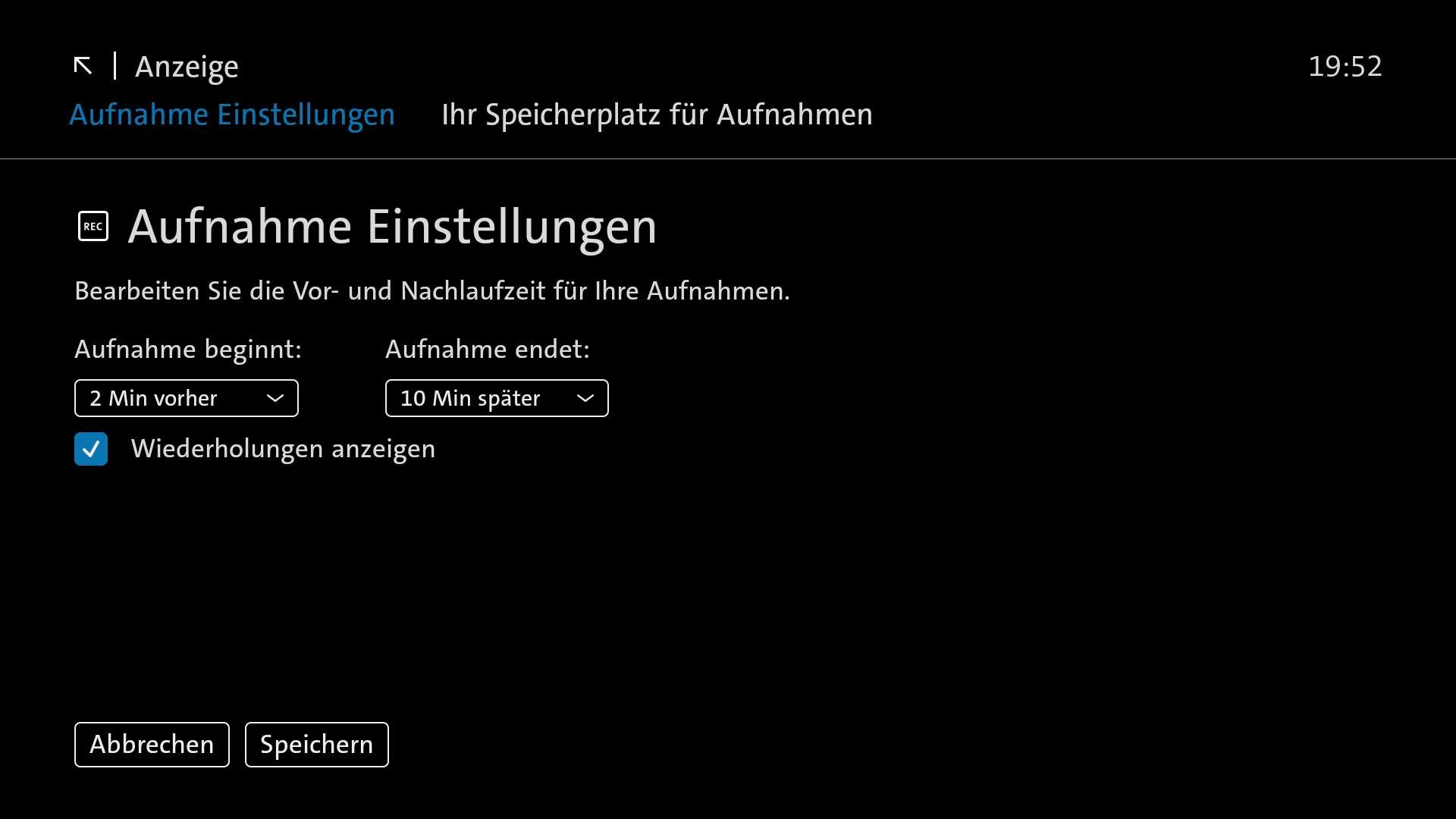 47461i3105f43fb88ddbde.jpg Damit die Wiederholungen der Aufnahmen nicht angezeigt werden, sollte man das blaue Häckchen entfernen.